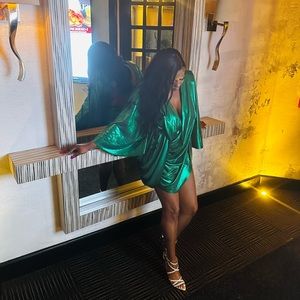 Center of Attention - Liquid Green Dress